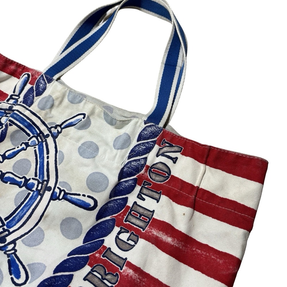 Brighton Nautical USA Patriotic Canvas Shopper Tote Beach Bag Approx 21x12x7.5 - Picture 7 of 8